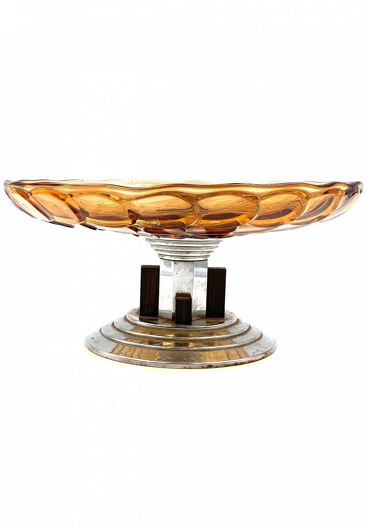 Centrotavola in vetro a squame arancioni Art Déco, anni '30 1