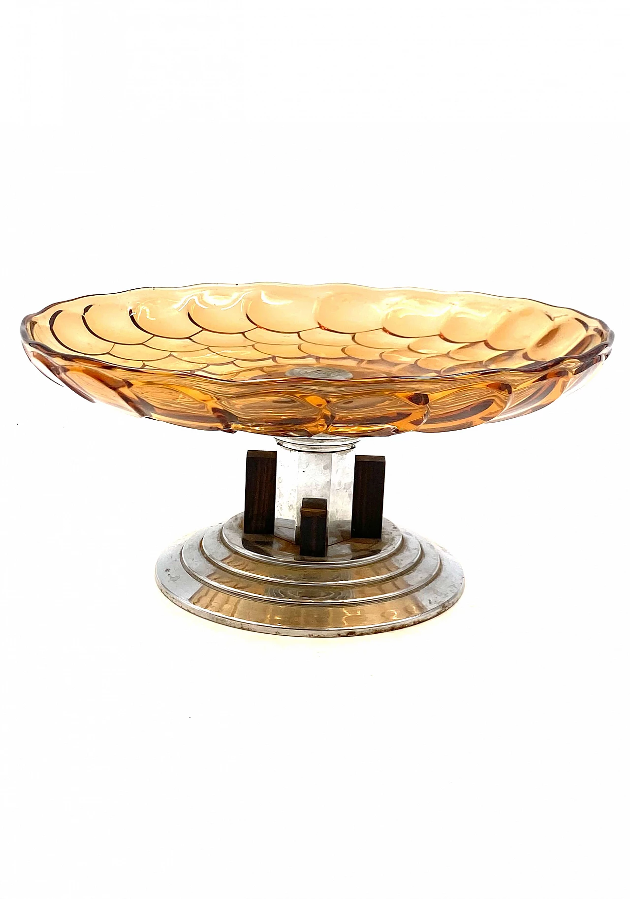 Centrotavola in vetro a squame arancioni Art Déco, anni '30 2