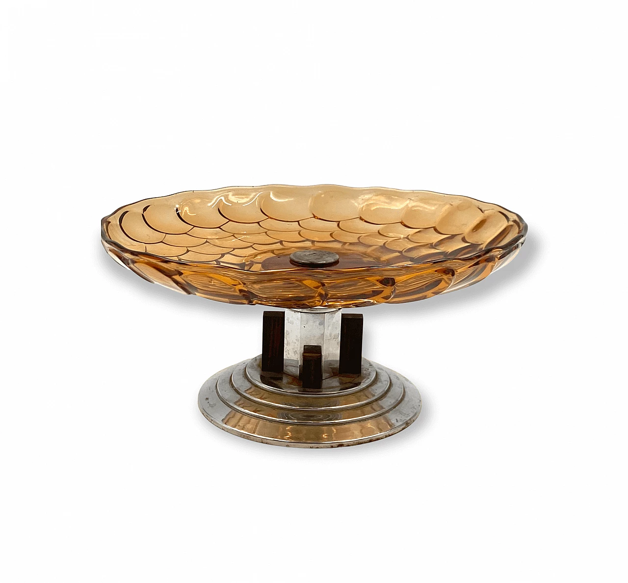 Centrotavola in vetro a squame arancioni Art Déco, anni '30 3