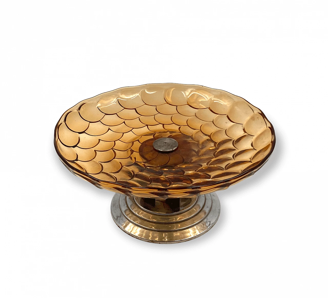 Centrotavola in vetro a squame arancioni Art Déco, anni '30 11