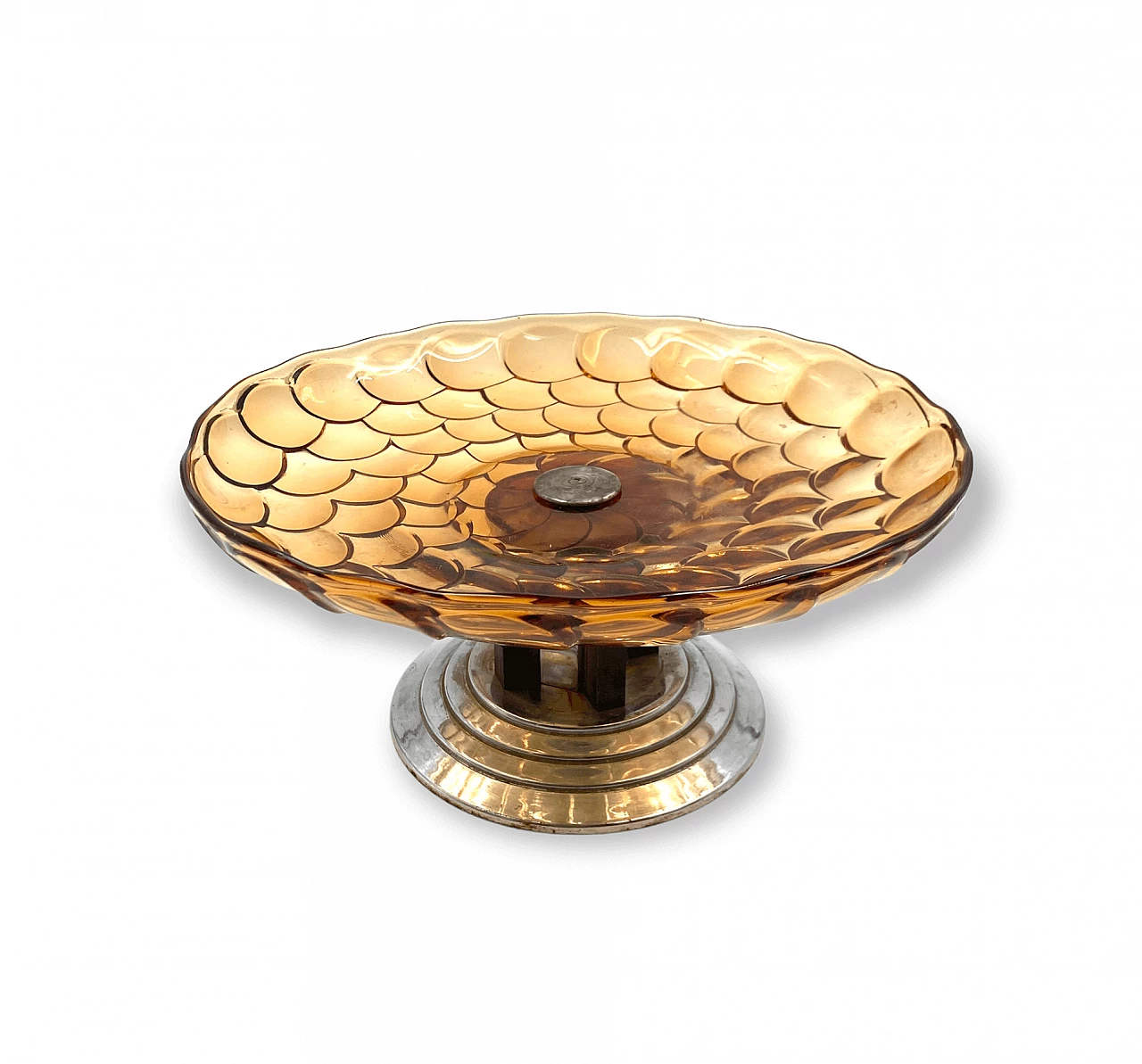 Centrotavola in vetro a squame arancioni Art Déco, anni '30 13