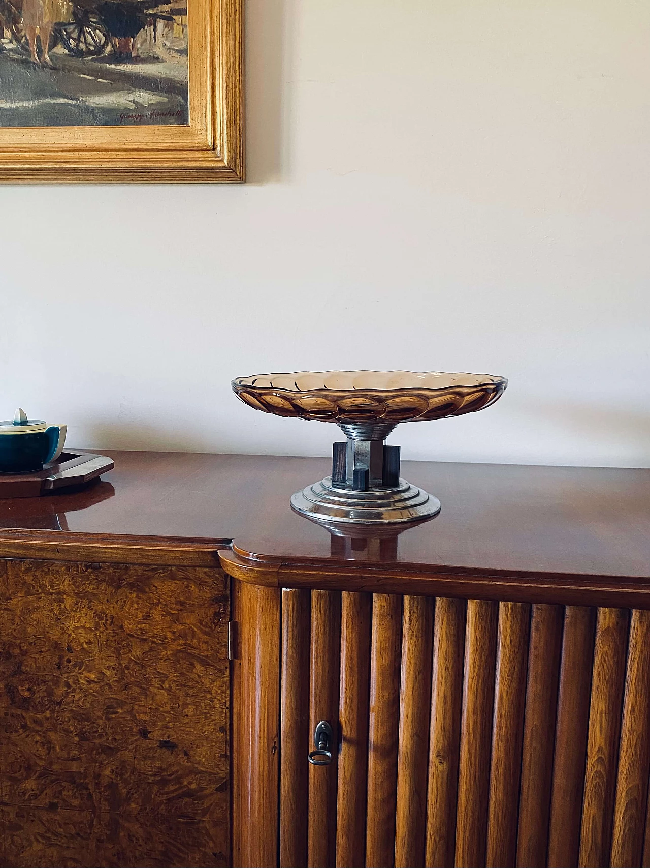 Centrotavola in vetro a squame arancioni Art Déco, anni '30 14