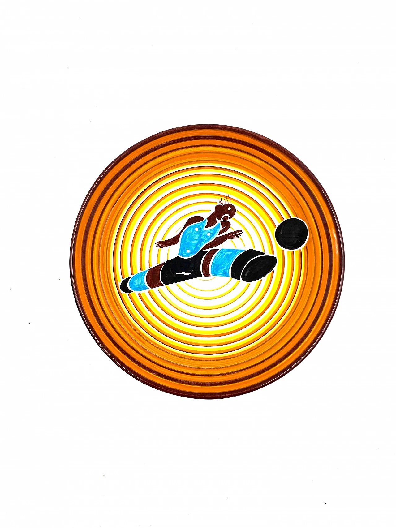 Futurist ceramic plate Calciatore by Dante Baldelli for Fictilia, 1971 3