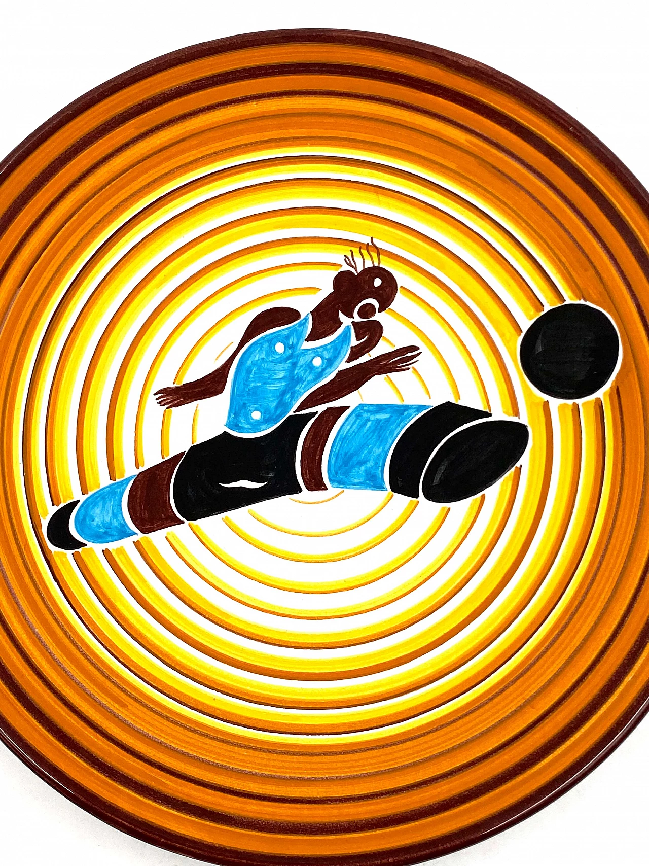 Futurist ceramic plate Calciatore by Dante Baldelli for Fictilia, 1971 6