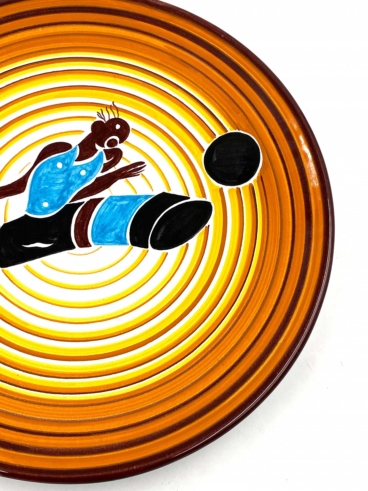 Futurist ceramic plate Calciatore by Dante Baldelli for Fictilia, 1971 7
