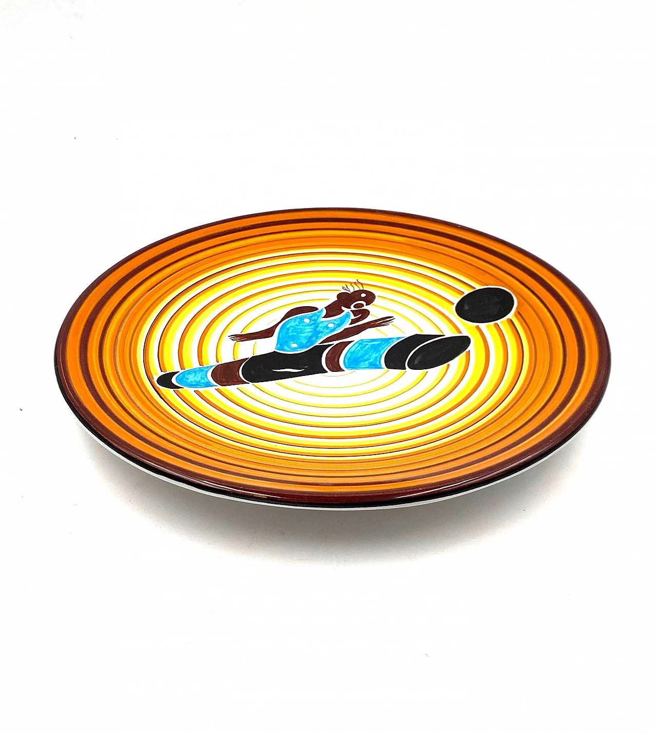 Futurist ceramic plate Calciatore by Dante Baldelli for Fictilia, 1971 8