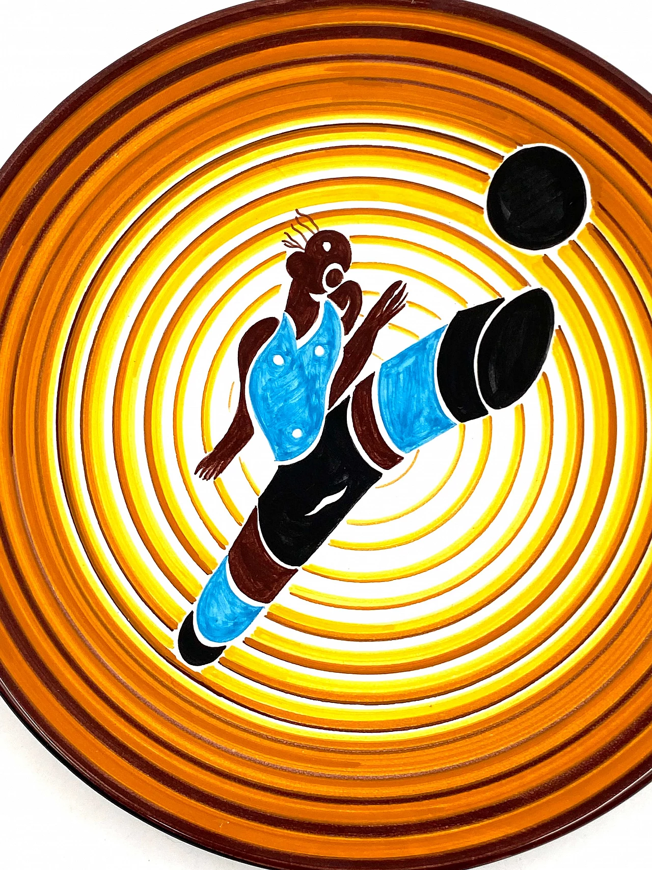 Futurist ceramic plate Calciatore by Dante Baldelli for Fictilia, 1971 16