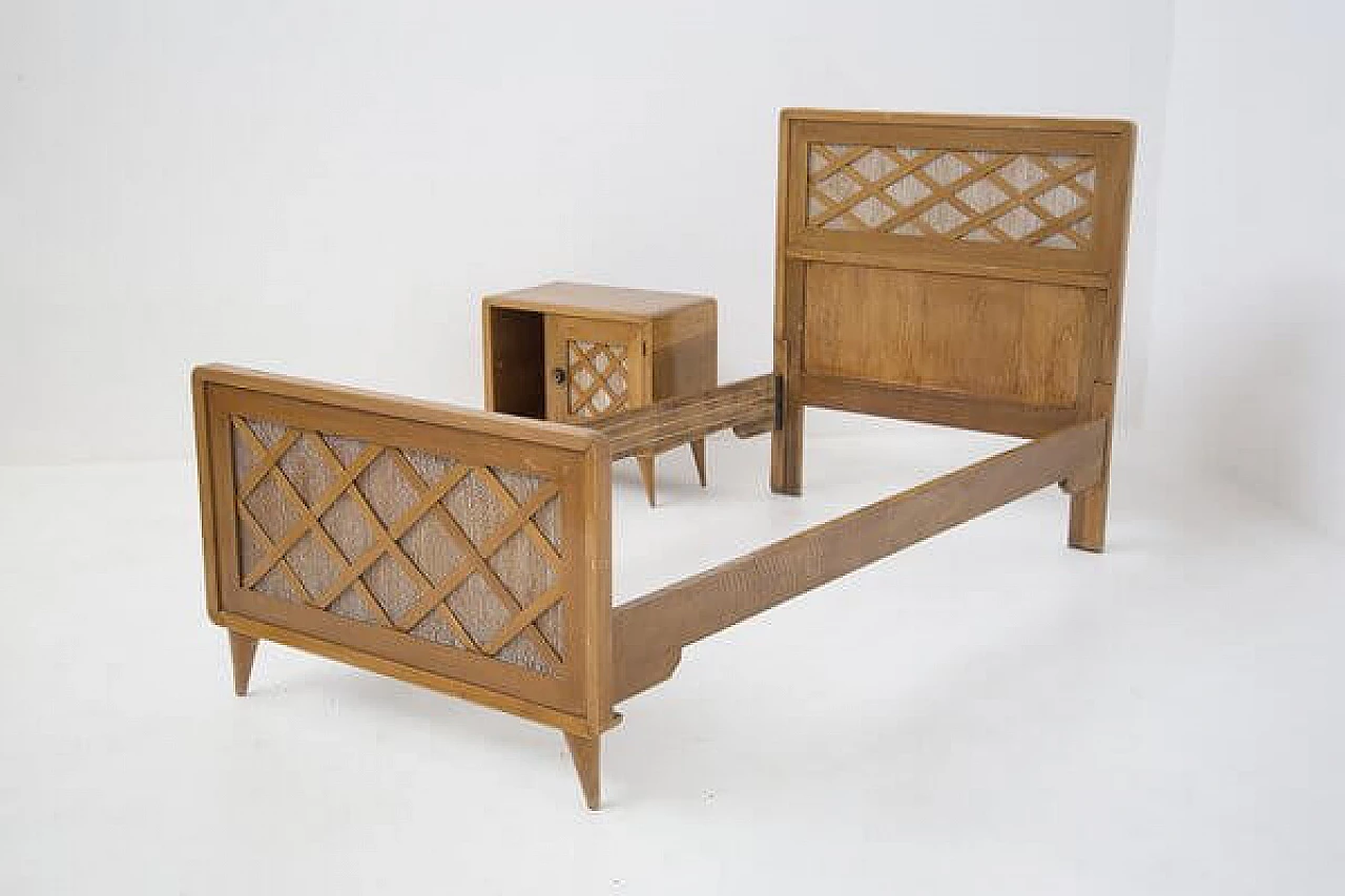 Bed with wooden bedside table by Paolo Buffa, 1950s 13