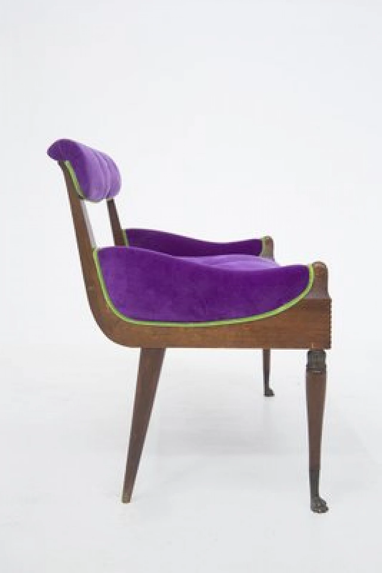 Divano in velluto viola e verde, anni '50 5