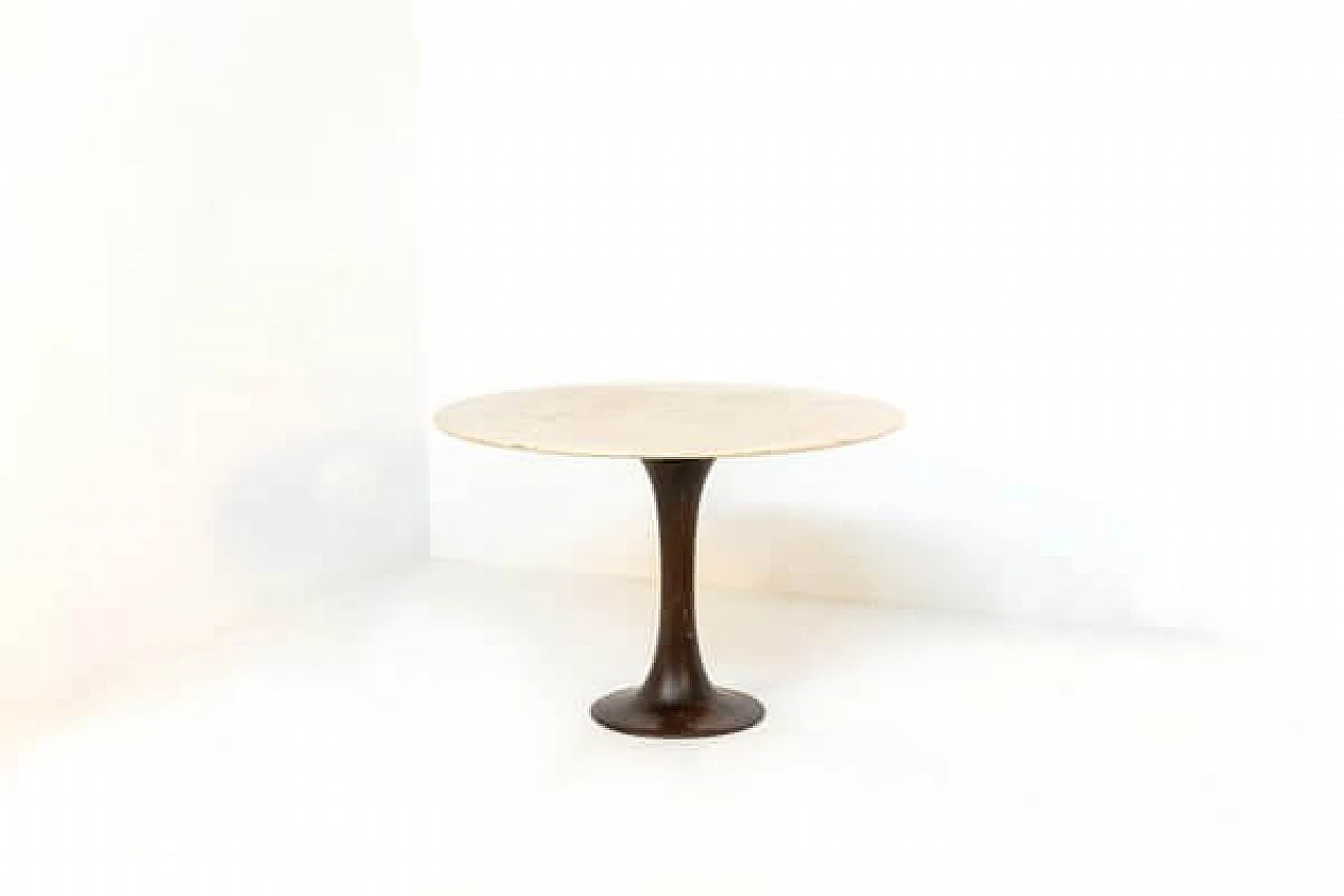 Wood and marble round table by Massoni for Boffi, 1970s 1