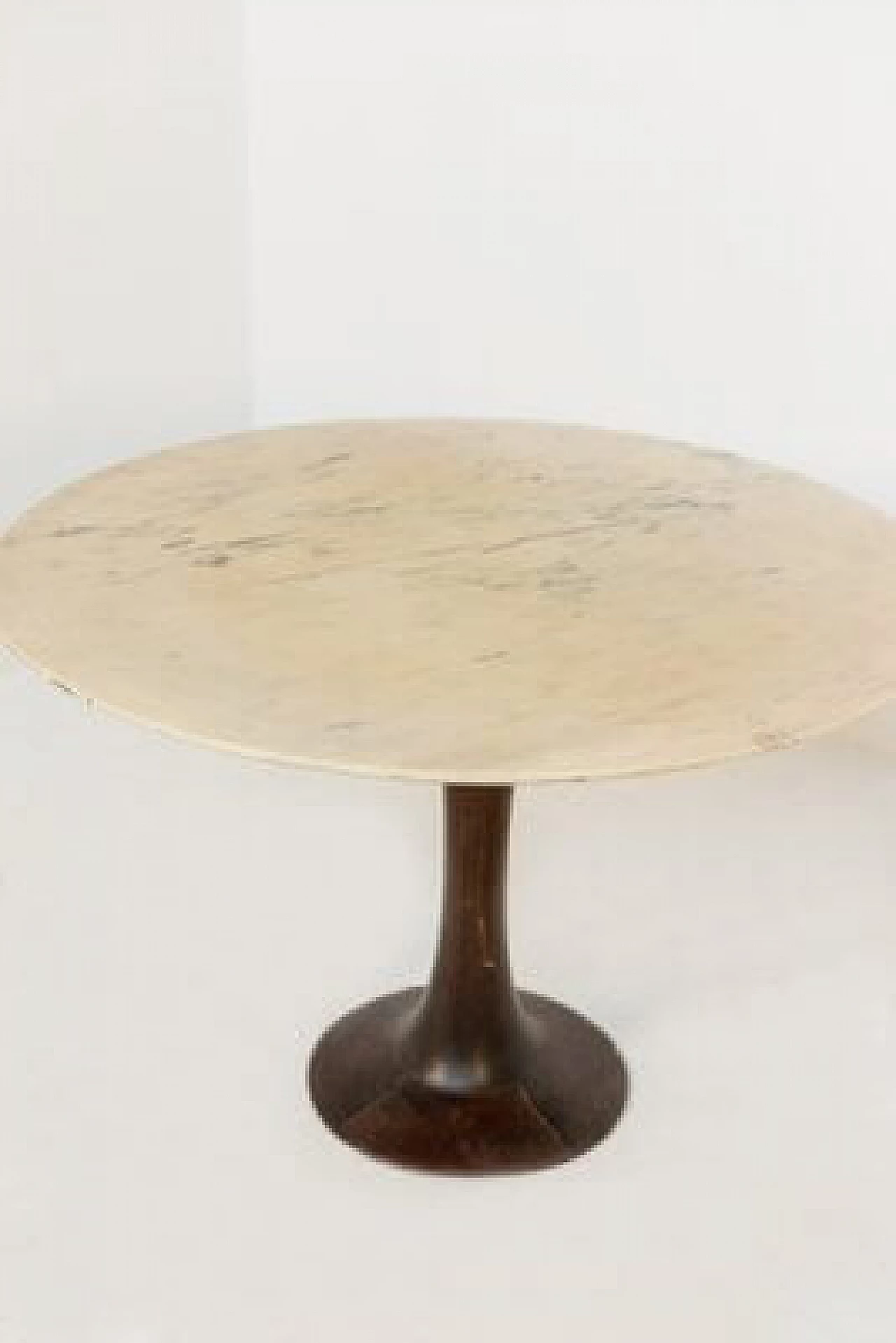 Wood and marble round table by Massoni for Boffi, 1970s 6