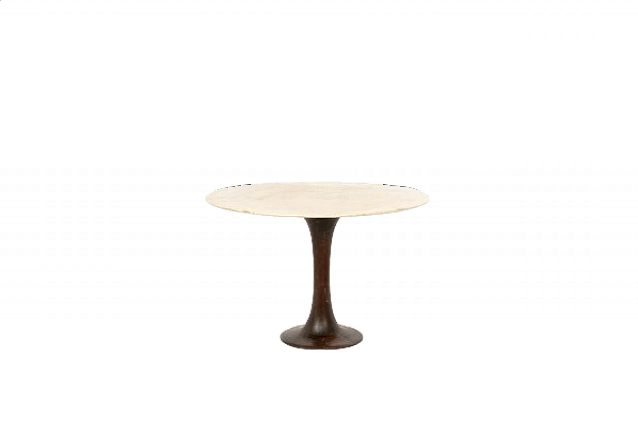 Wood and marble round table by Massoni for Boffi, 1970s 10