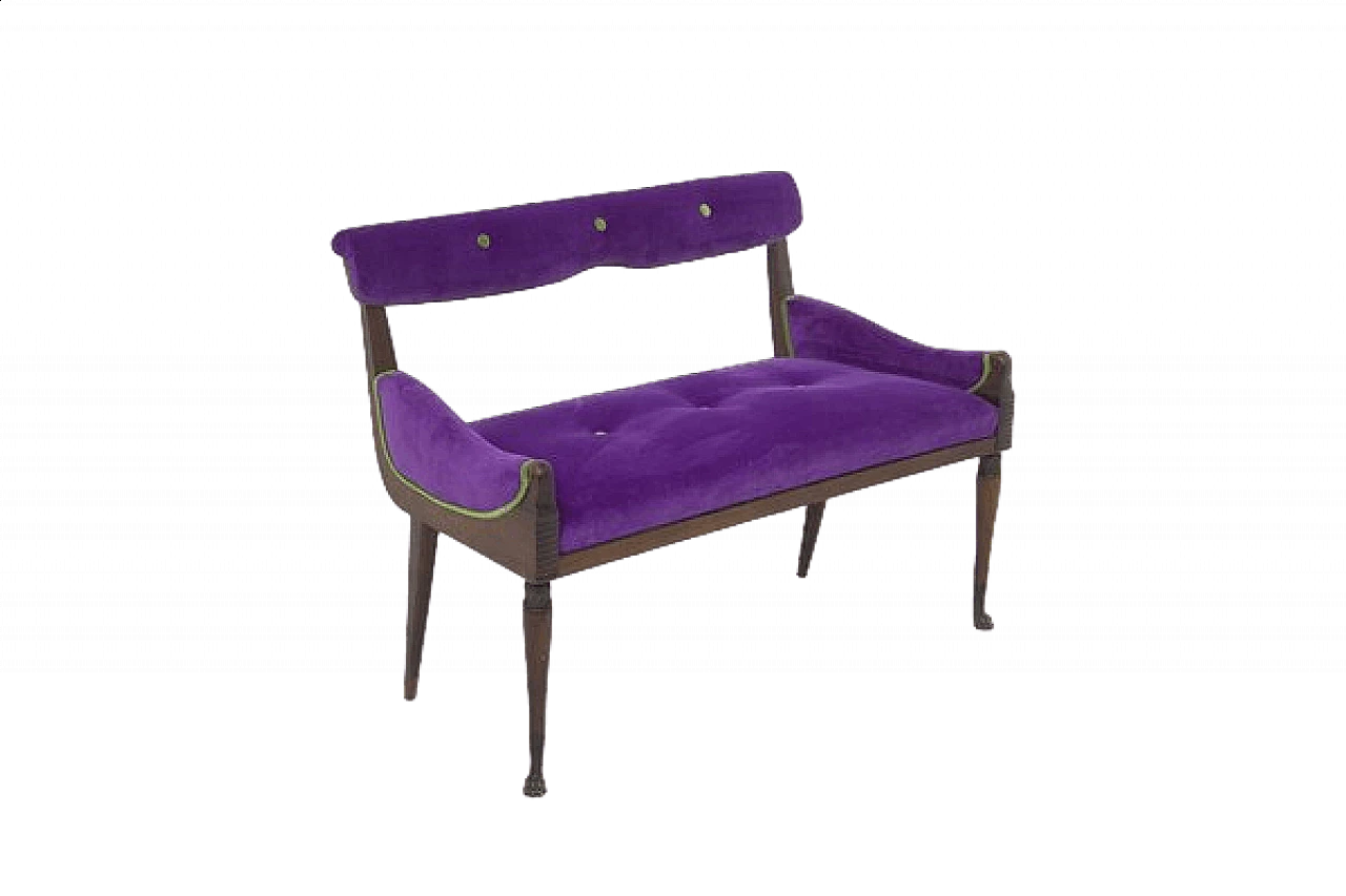 Divano in velluto viola e verde, anni '50 11