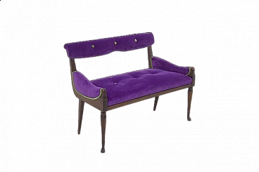 Divano in velluto viola e verde, anni '50