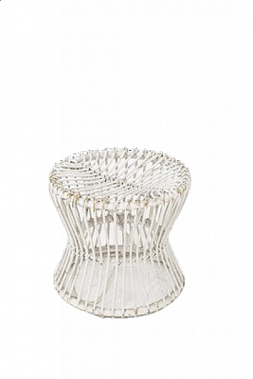 Pouf in vimini bianco, anni '20