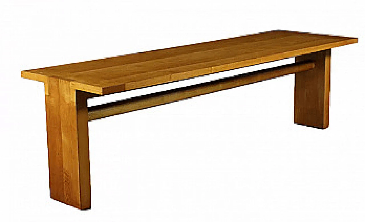 Tavolo in rovere e frassino di Carlo Scarpa per Simon, anni '70 1