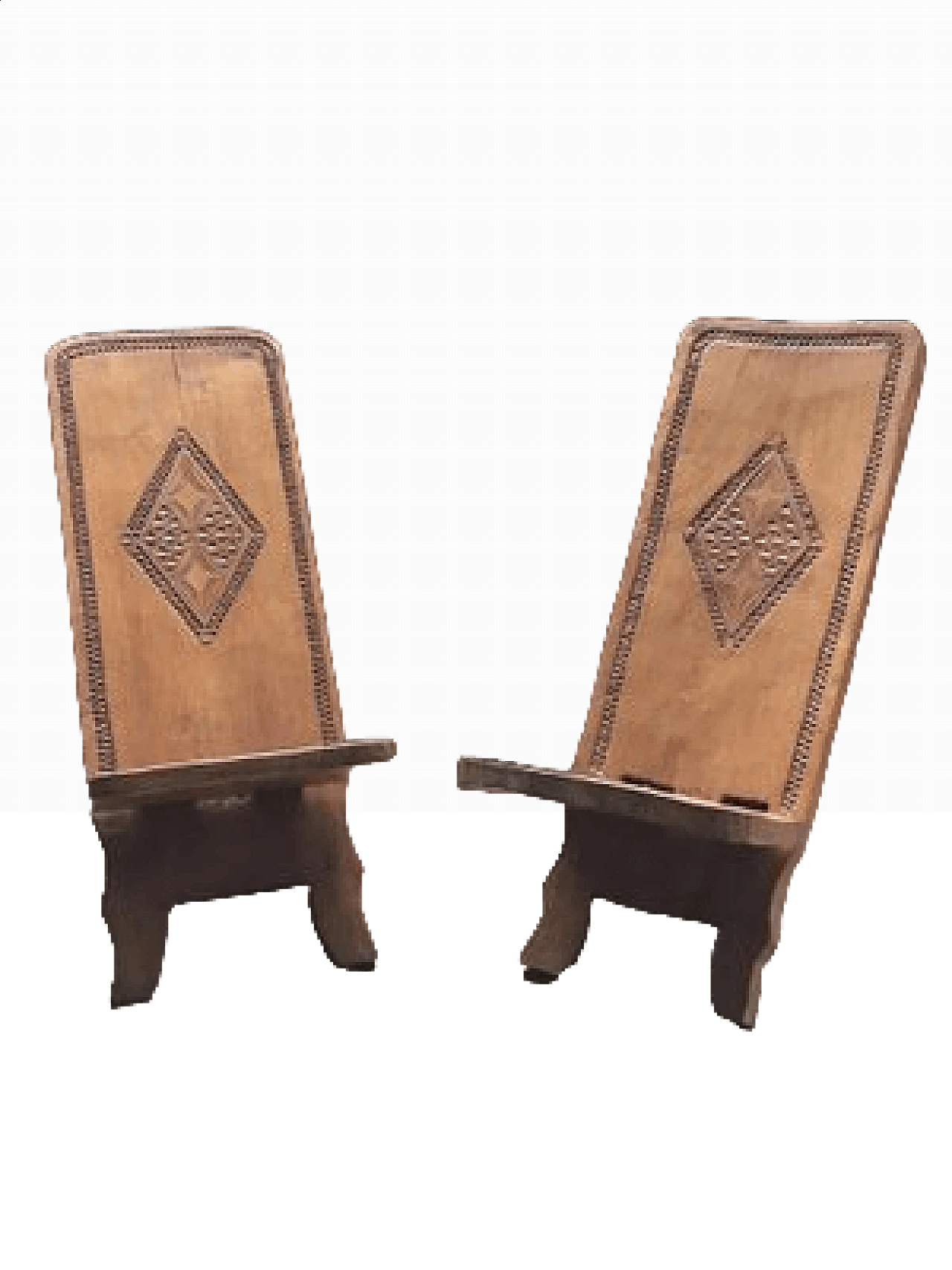 Coppia di sedie in legno intagliate a mano, anni '60 8