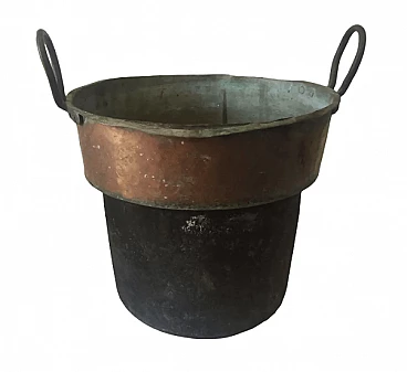 Hand-hammered copper cauldron pot, 19th century