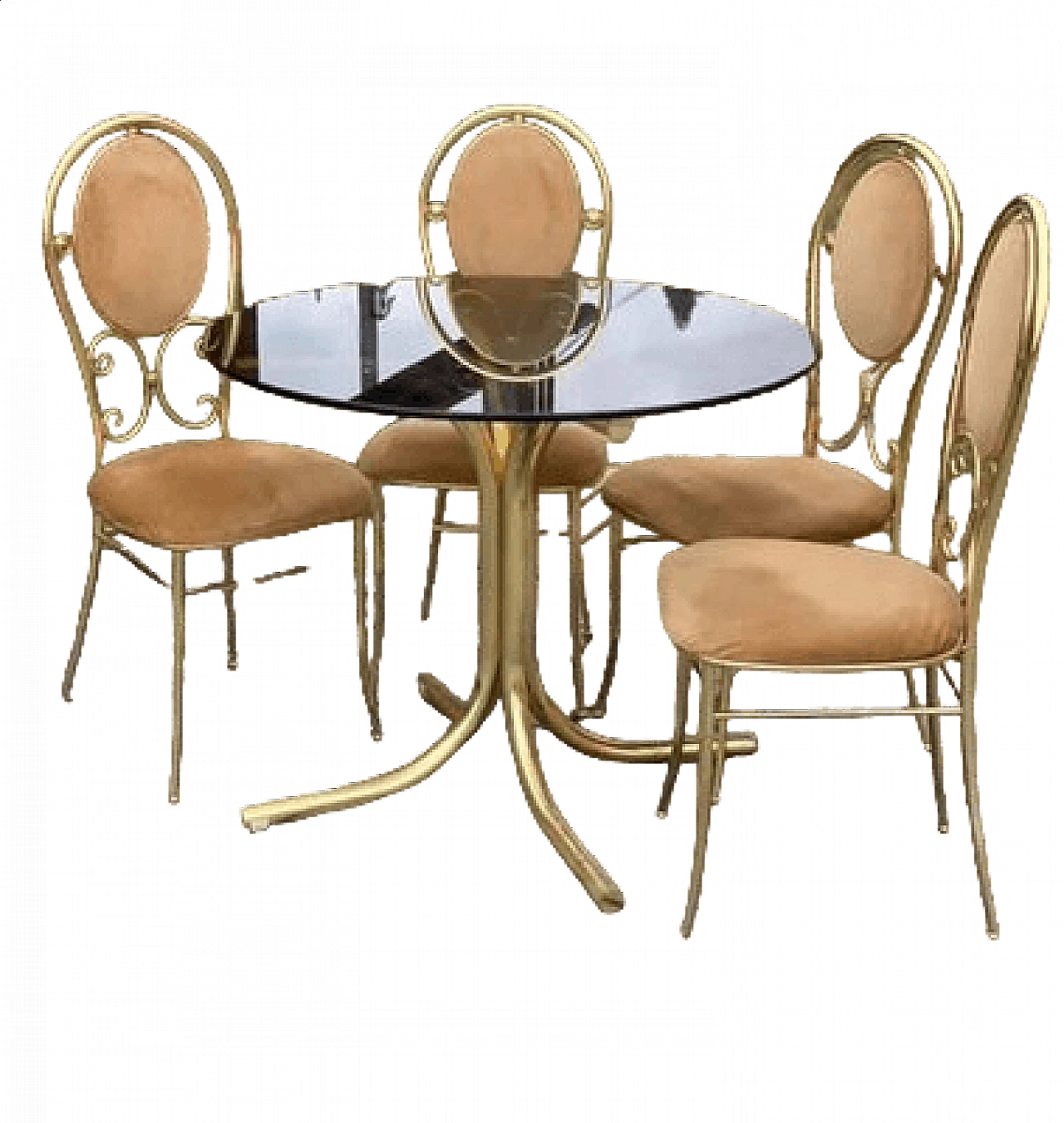4 Sedie e tavolo in ottone di Paolo Salice, anni '70 7