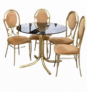 4 Sedie e tavolo in ottone di Paolo Salice, anni '70