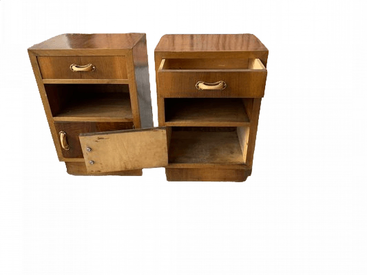Coppia di comodini Art Déco con tre scomparti, anni '30 7