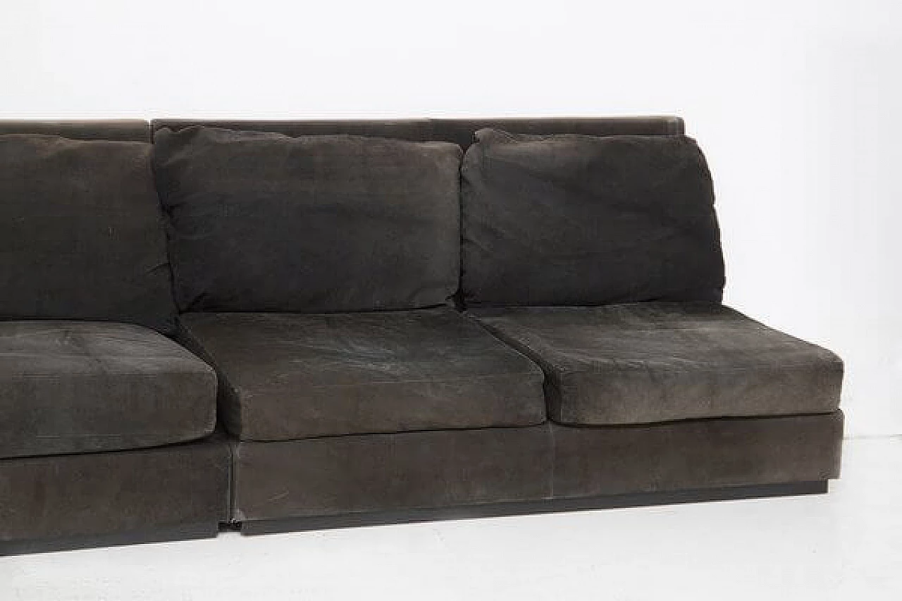 Divano ad angolo in alcantara nero, anni '70 8