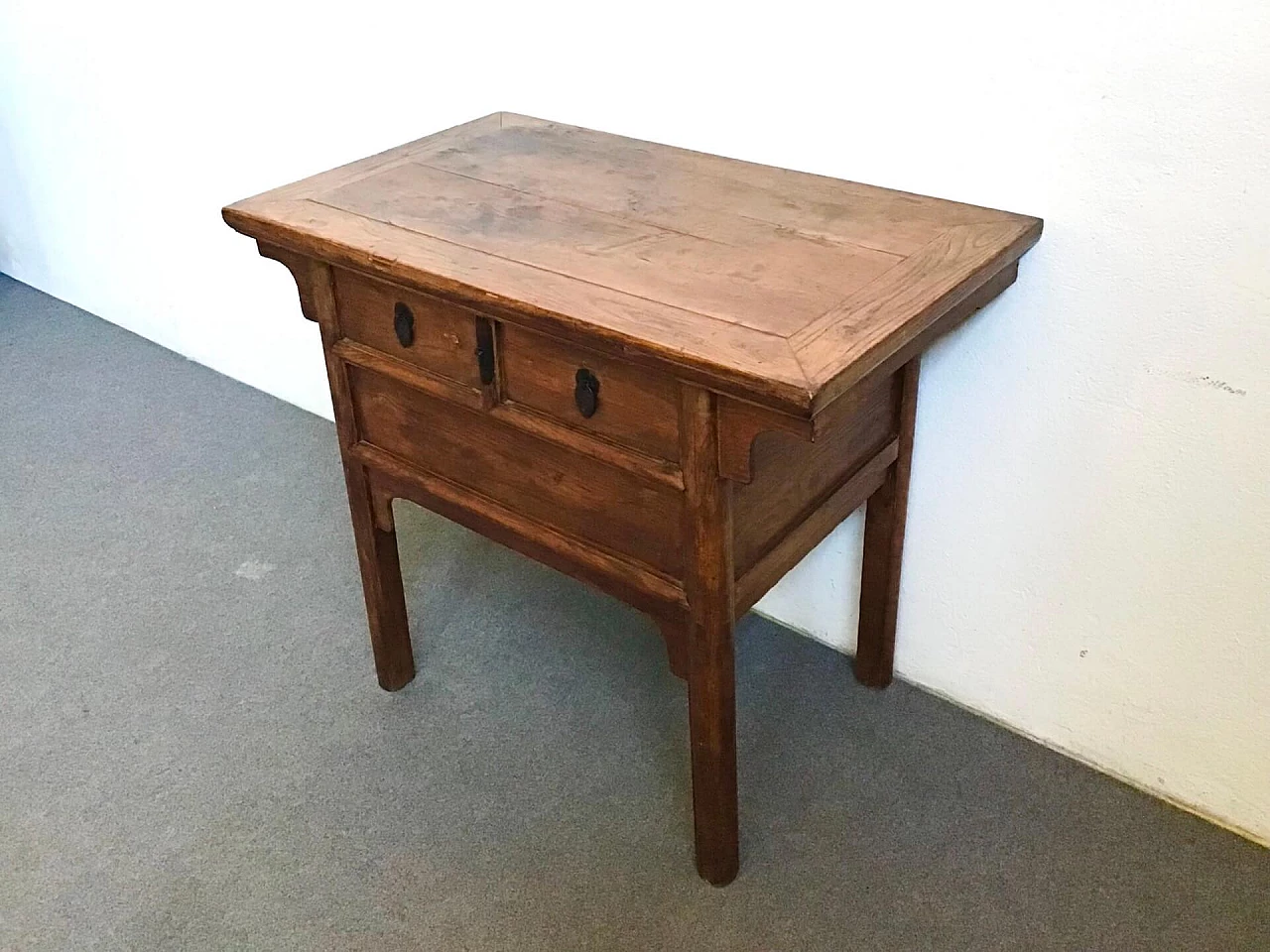 Elm console table with drawers, 19th century 2