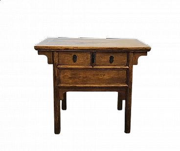 Elm console table with drawers, 19th century