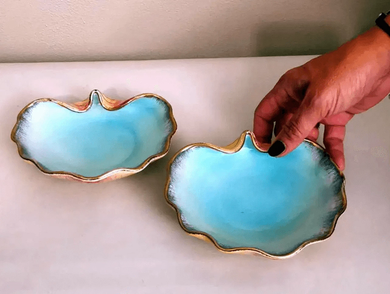 4 Posaceneri in ceramica a forma di conchiglia di Rometti Ceramiche Umbria, anni '30 13