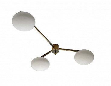 Brass and glass chandelier in the style of Angelo Lelli, 1970s
