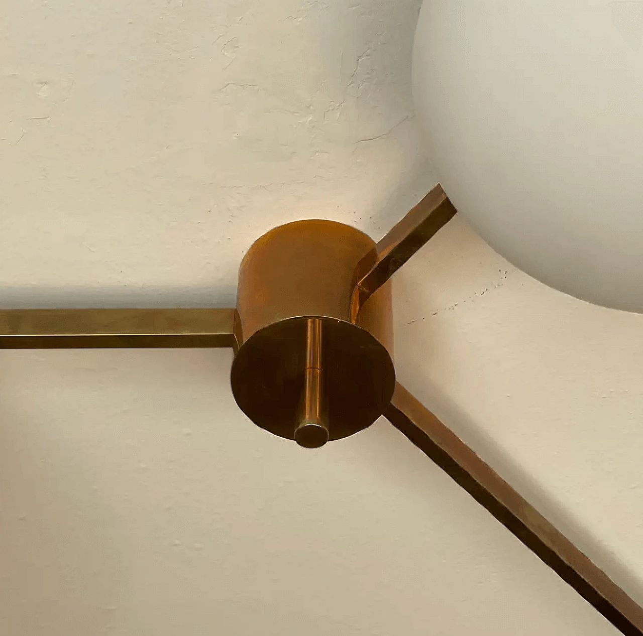 Lampadario in ottone e vetro nello stile di Angelo Lelli, anni '70 6