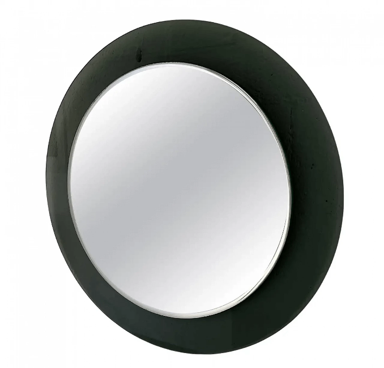 Round mirror with smoked glass frame, 1980s 1