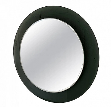 Round mirror with smoked glass frame, 1980s