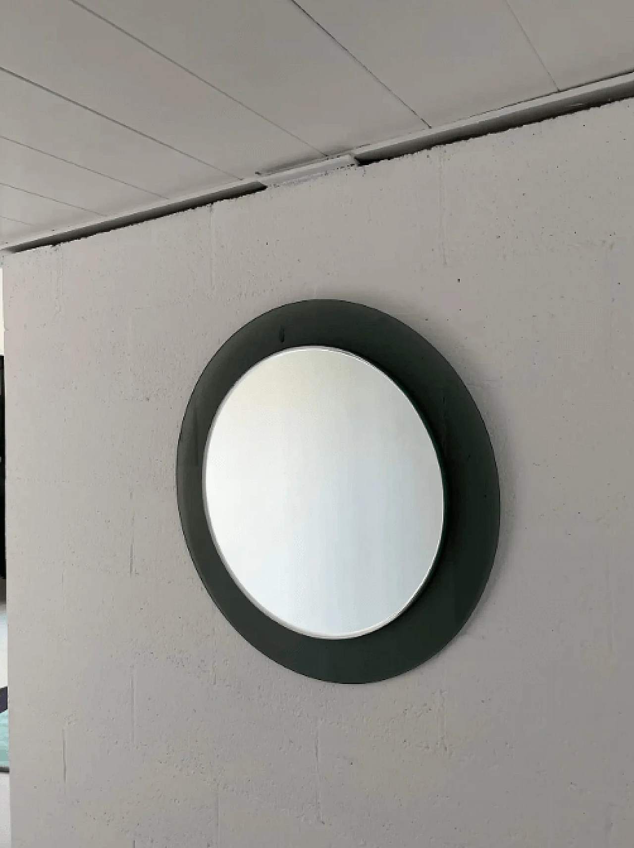 Round mirror with smoked glass frame, 1980s 2