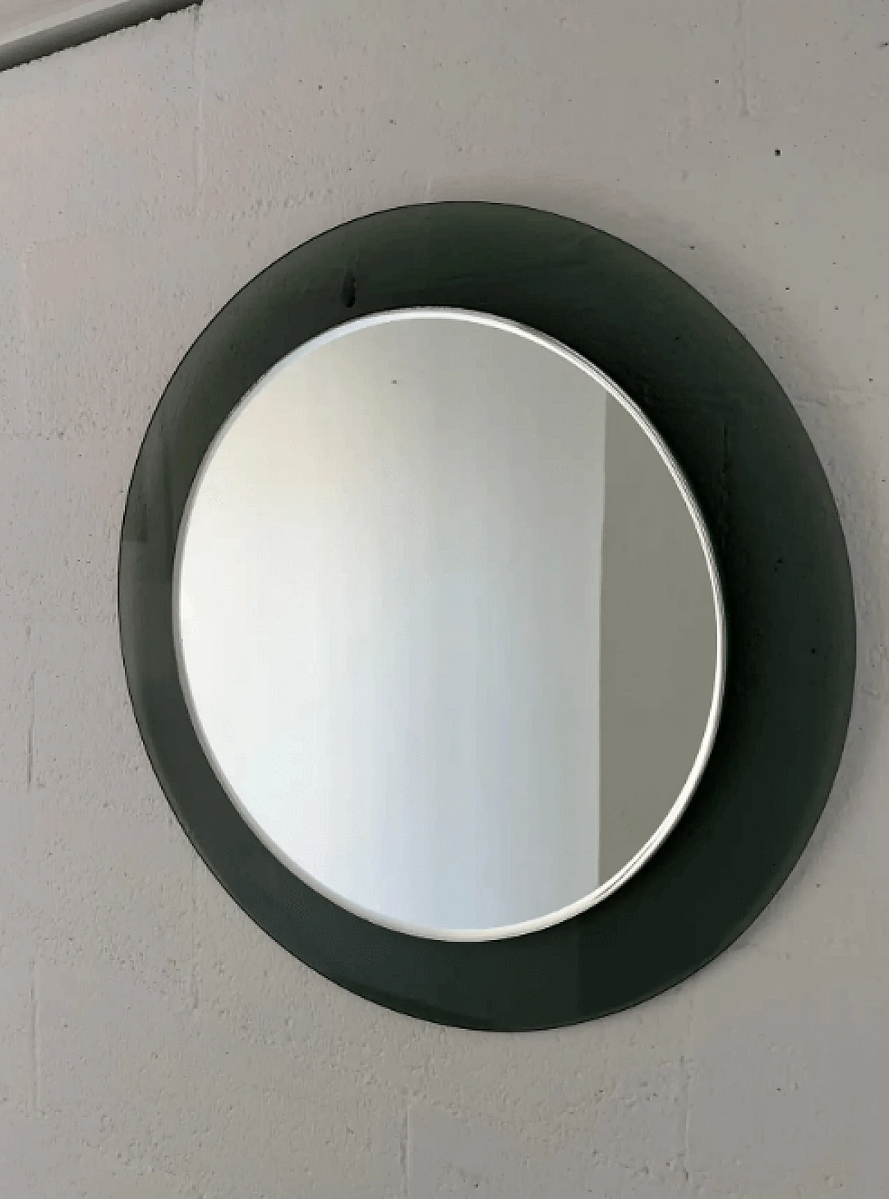 Round mirror with smoked glass frame, 1980s 3