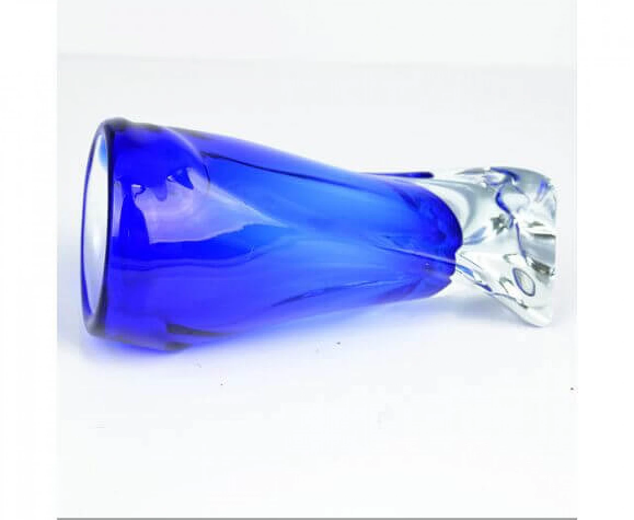 Blue glass vase by Jan Beranek for Skrdlovice, 1960s 3