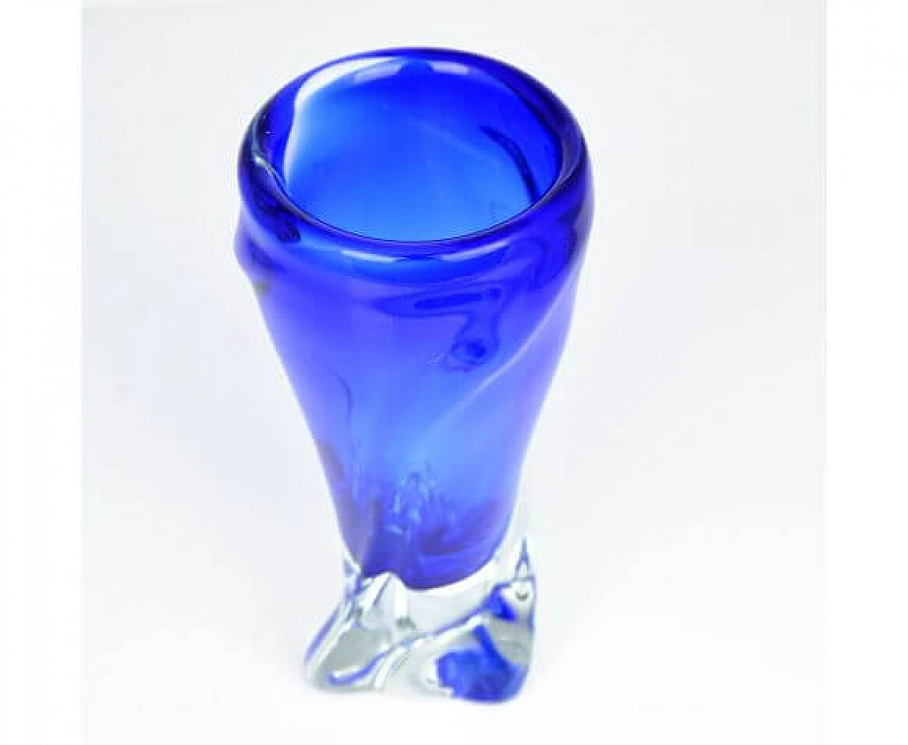 Blue glass vase by Jan Beranek for Skrdlovice, 1960s 7