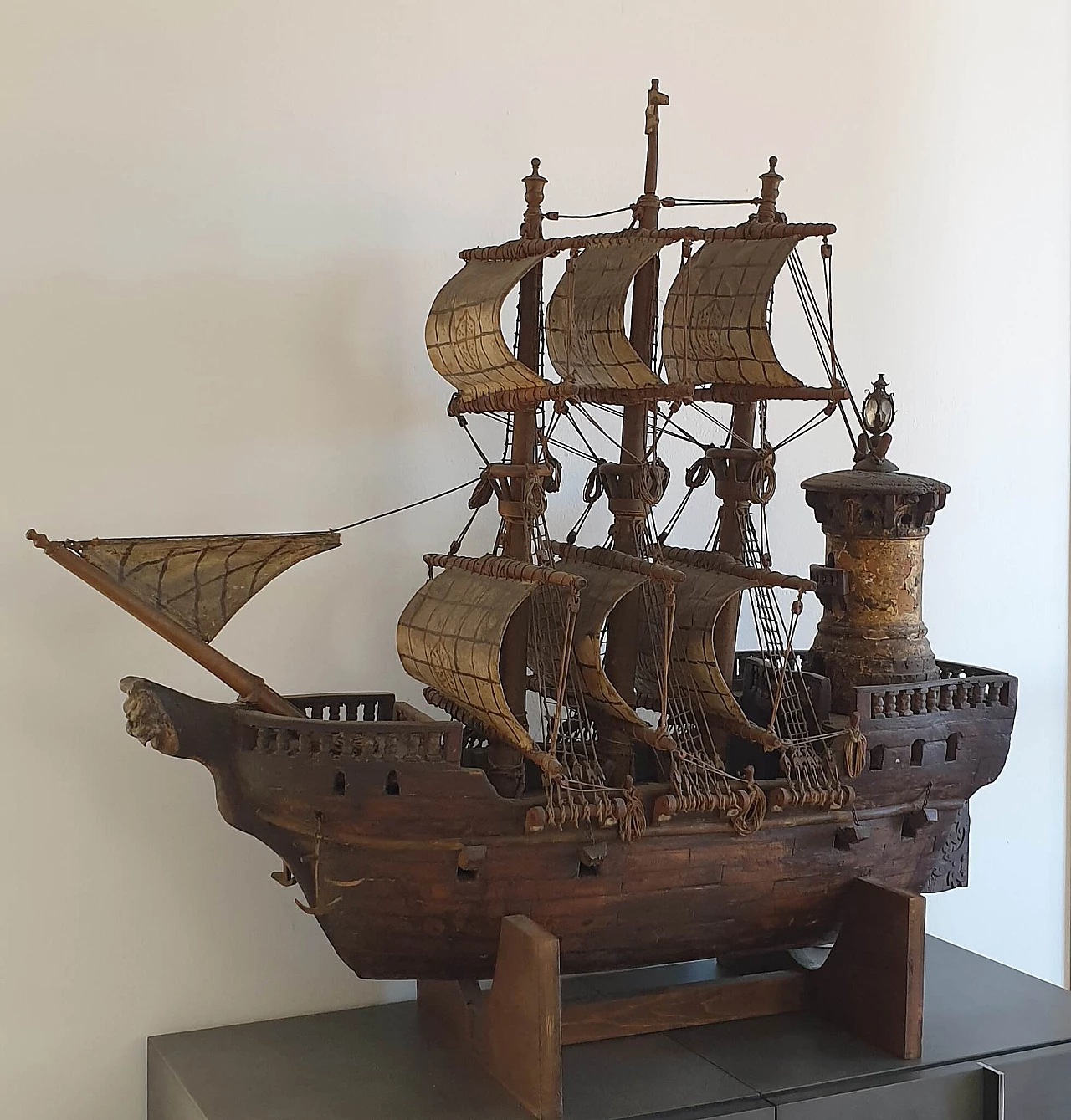 Louis XIV wooden model sailing ship, 17th century 1