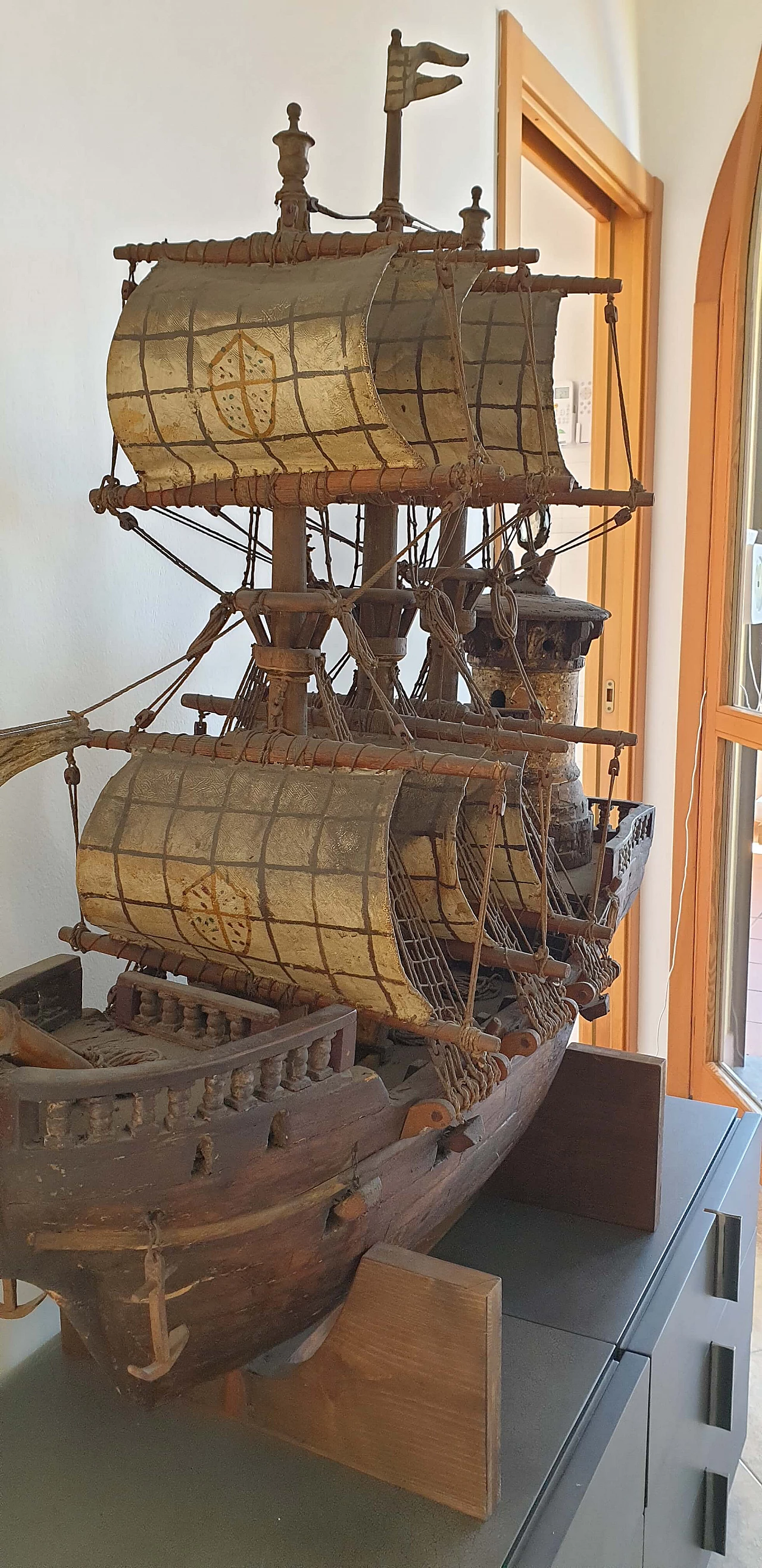 Louis XIV wooden model sailing ship, 17th century 6