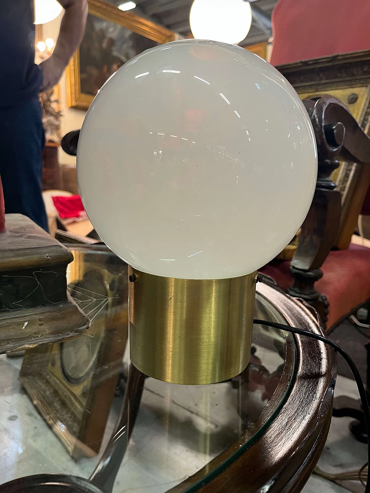 Lampada da tavolo in vetro e metallo di Stilux, anni '70 1