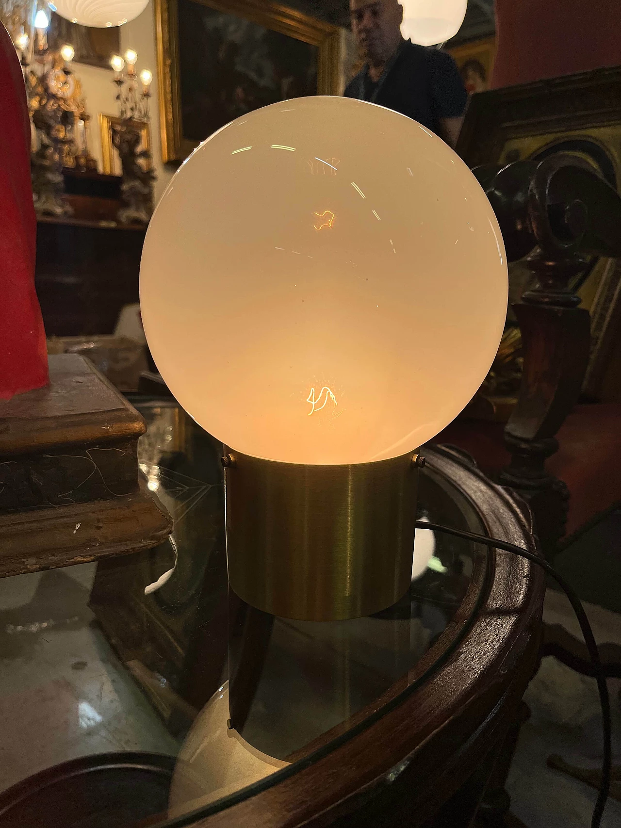 Lampada da tavolo in vetro e metallo di Stilux, anni '70 3