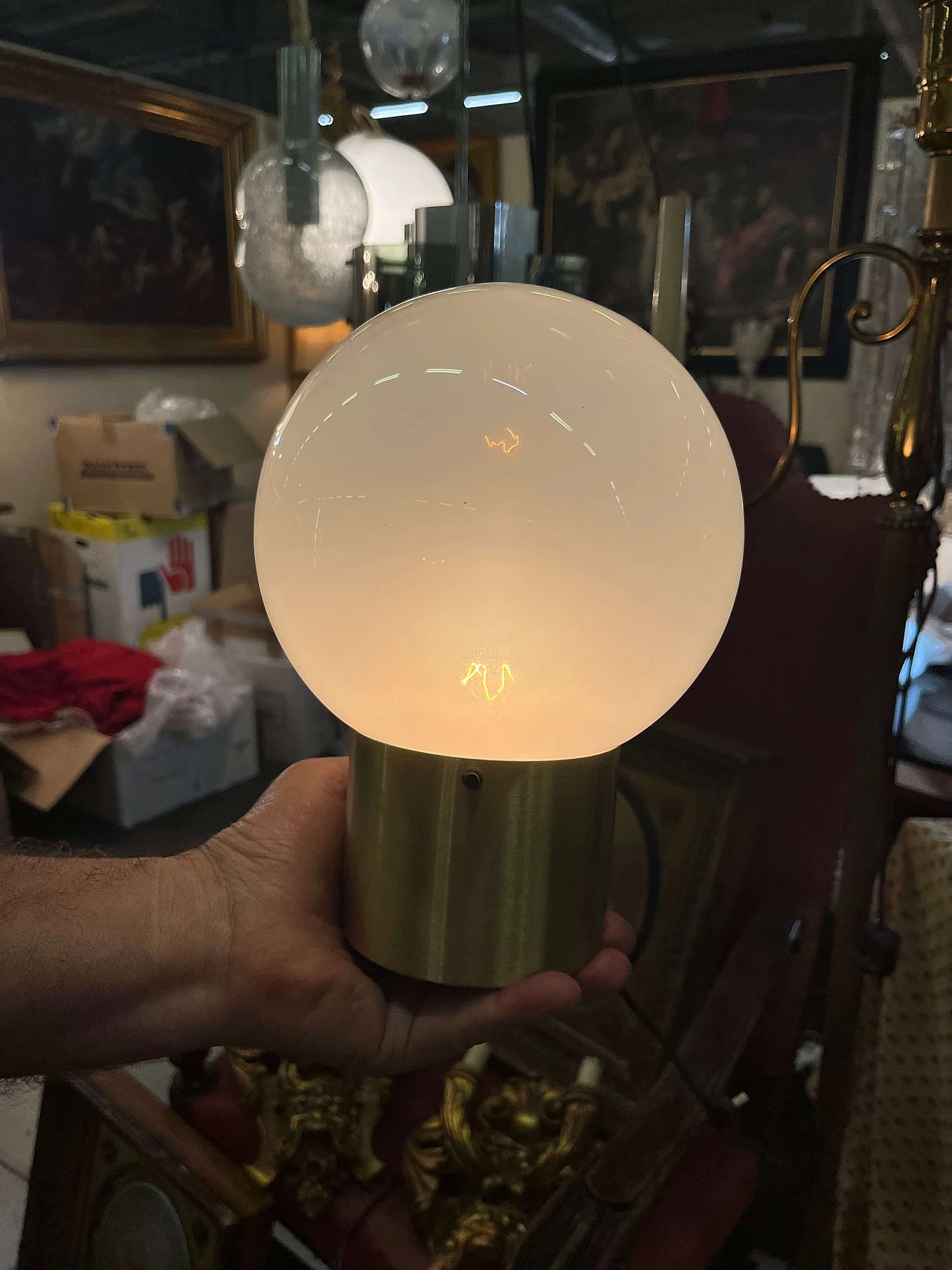 Lampada da tavolo in vetro e metallo di Stilux, anni '70 7