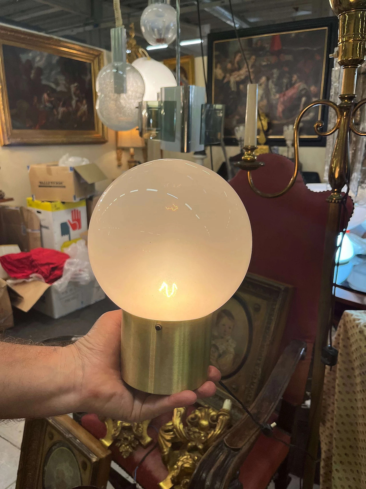 Lampada da tavolo in vetro e metallo di Stilux, anni '70 8