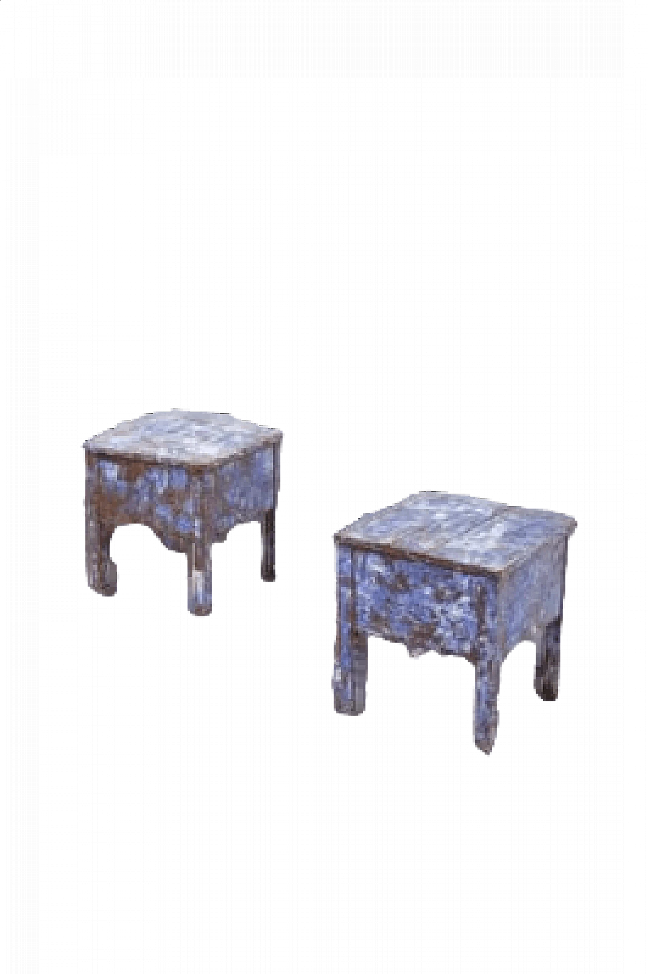 Coppia di sgabelli pieghevoli in legno blu, '800 18