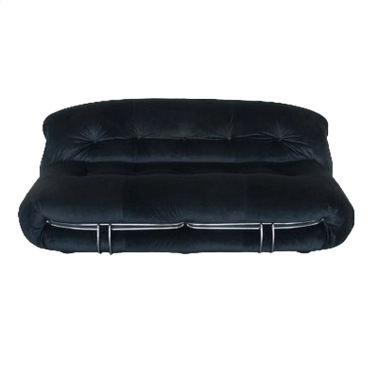 Soriana sofa in black velvet by Afra and Tobia Scarpa for Cassina, 1970s 14