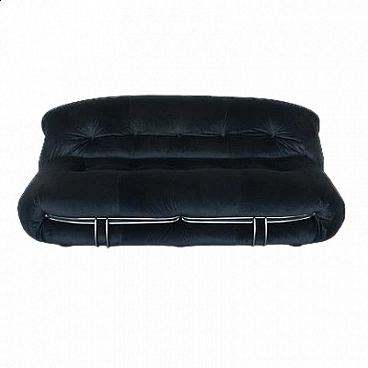 Soriana sofa in black velvet by Afra and Tobia Scarpa for Cassina, 1970s
