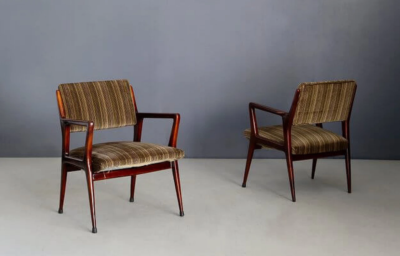 Pair of velvet armchairs, 1950s 3