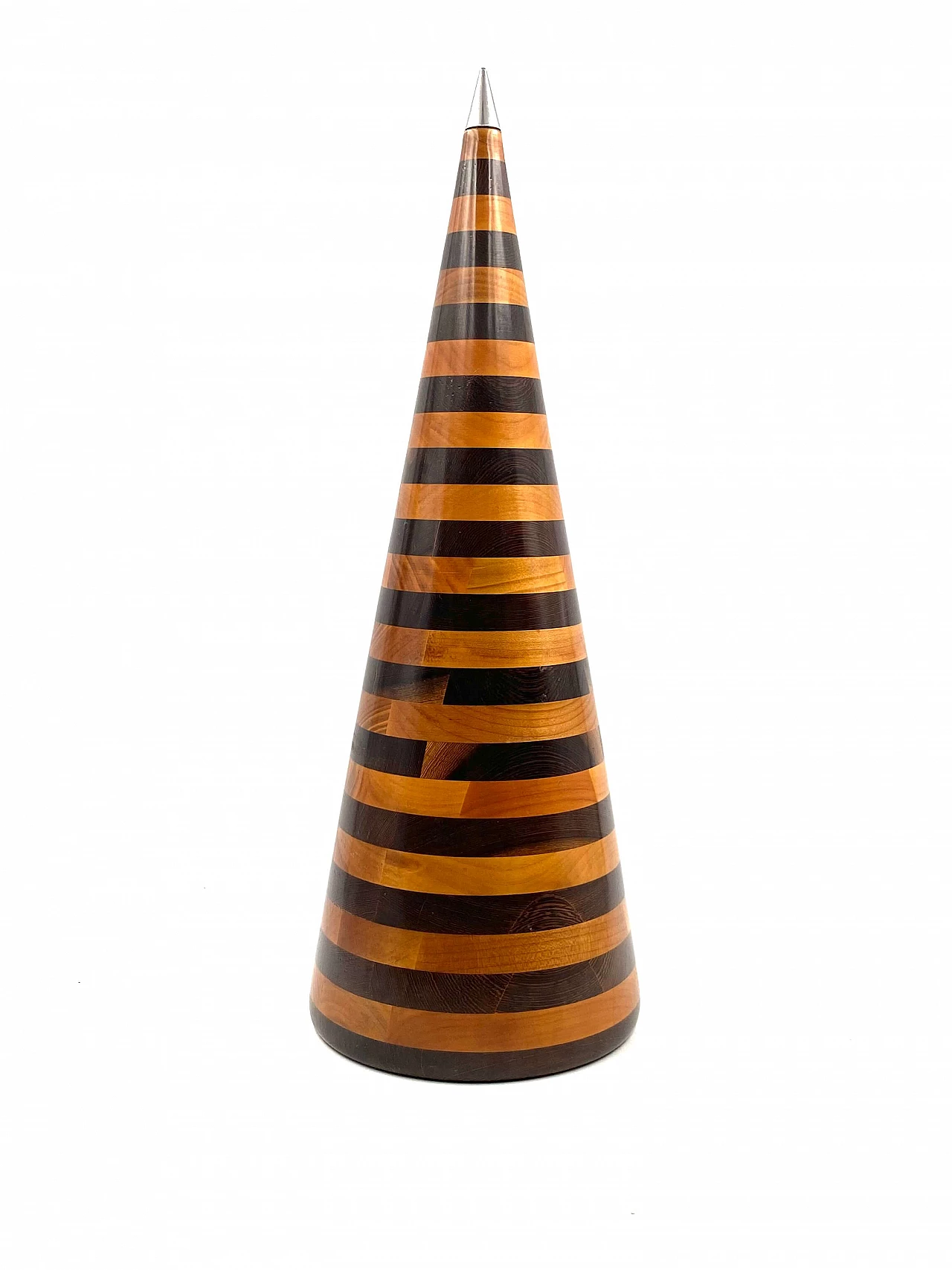 Conical solid wood sculpture by Salmistraro, 1970s 1