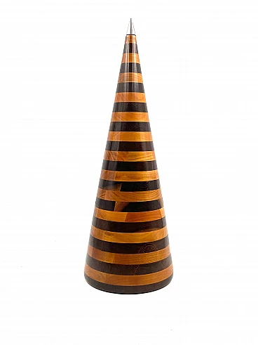 Conical solid wood sculpture by Salmistraro, 1970s
