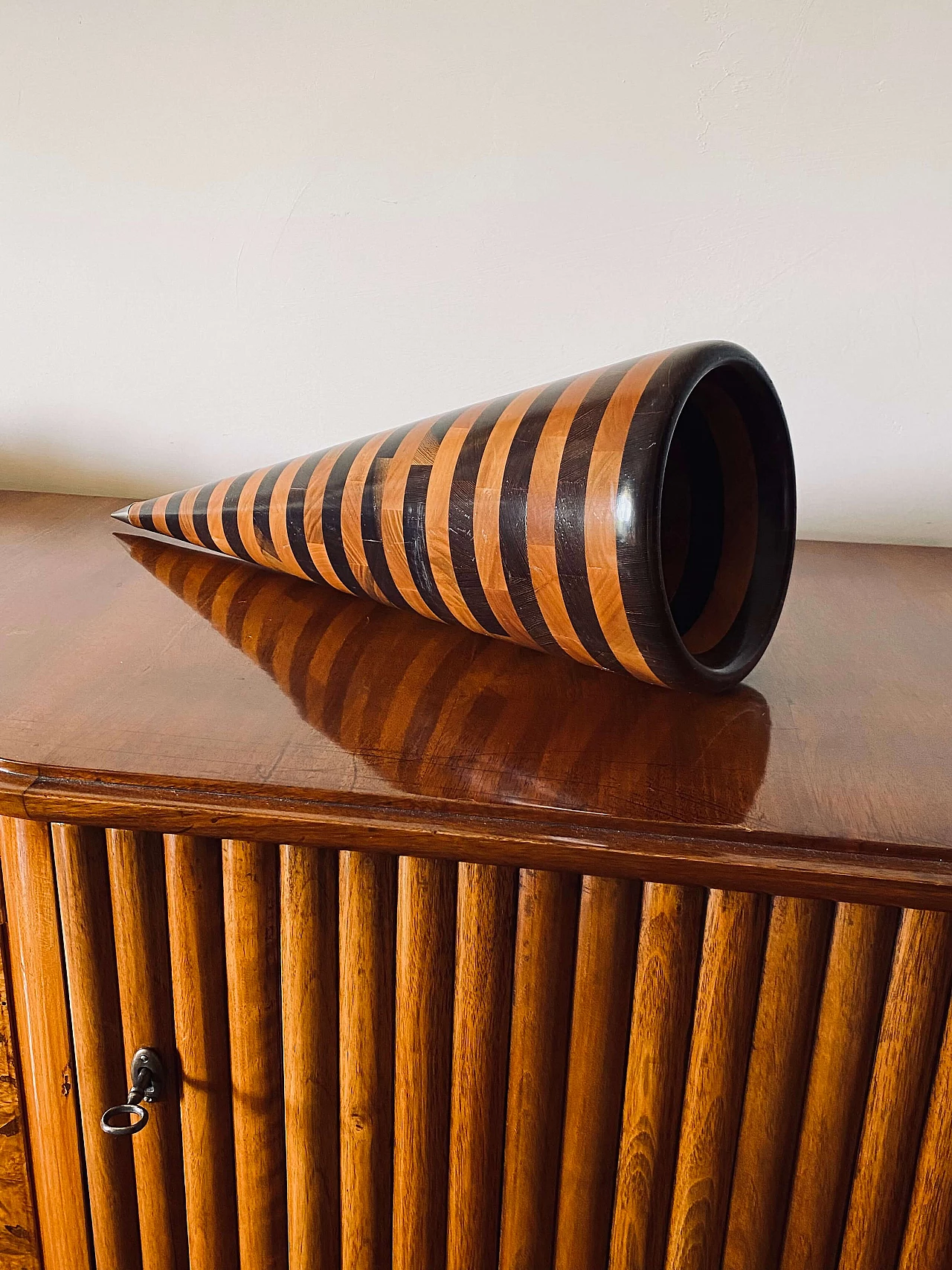 Conical solid wood sculpture by Salmistraro, 1970s 2